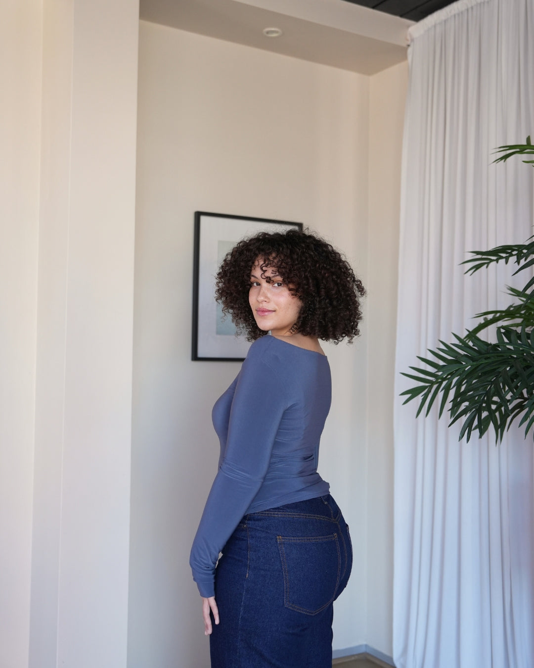 M | Grey Boat Neck Top