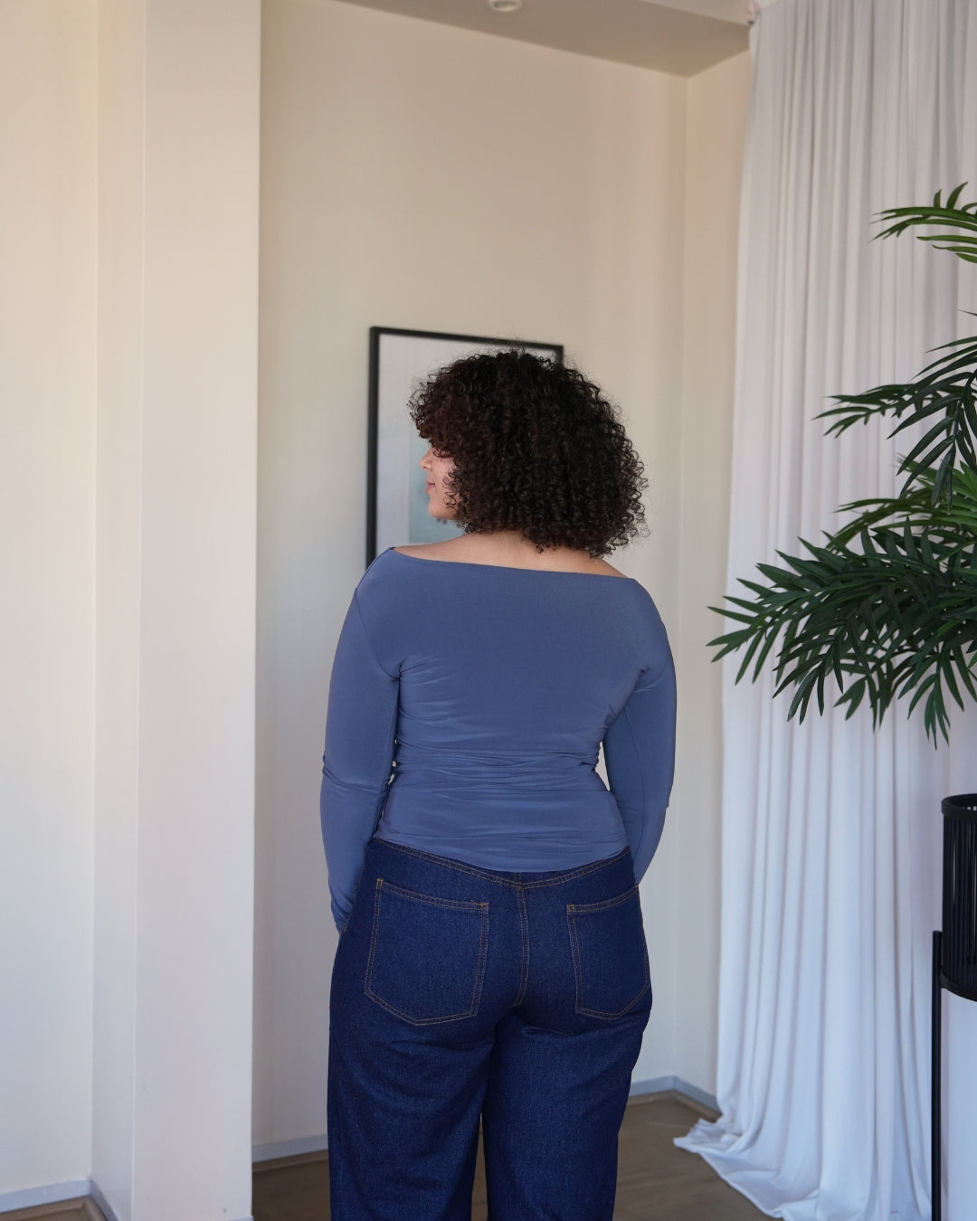 M | Grey Boat Neck Top