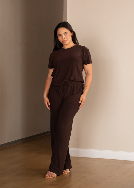 Small: Chocolate Brown Relaxed Fit T-shirt