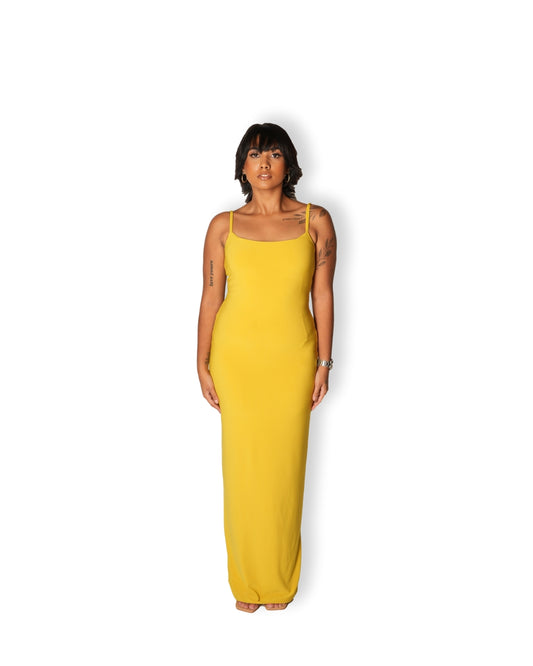 Small: Tall Mustard Sculpted Dress