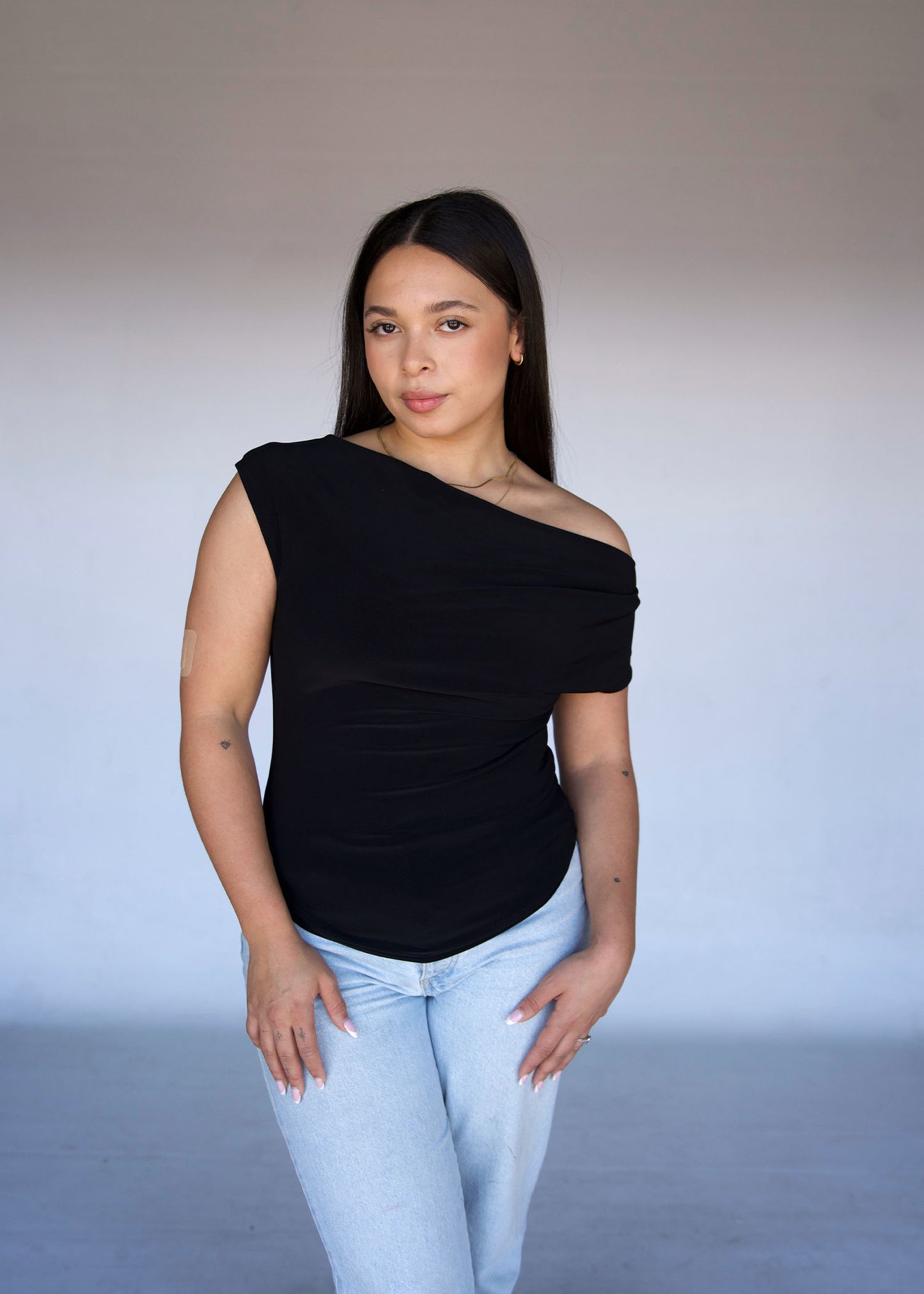 Free Black Cowl Neck Top
