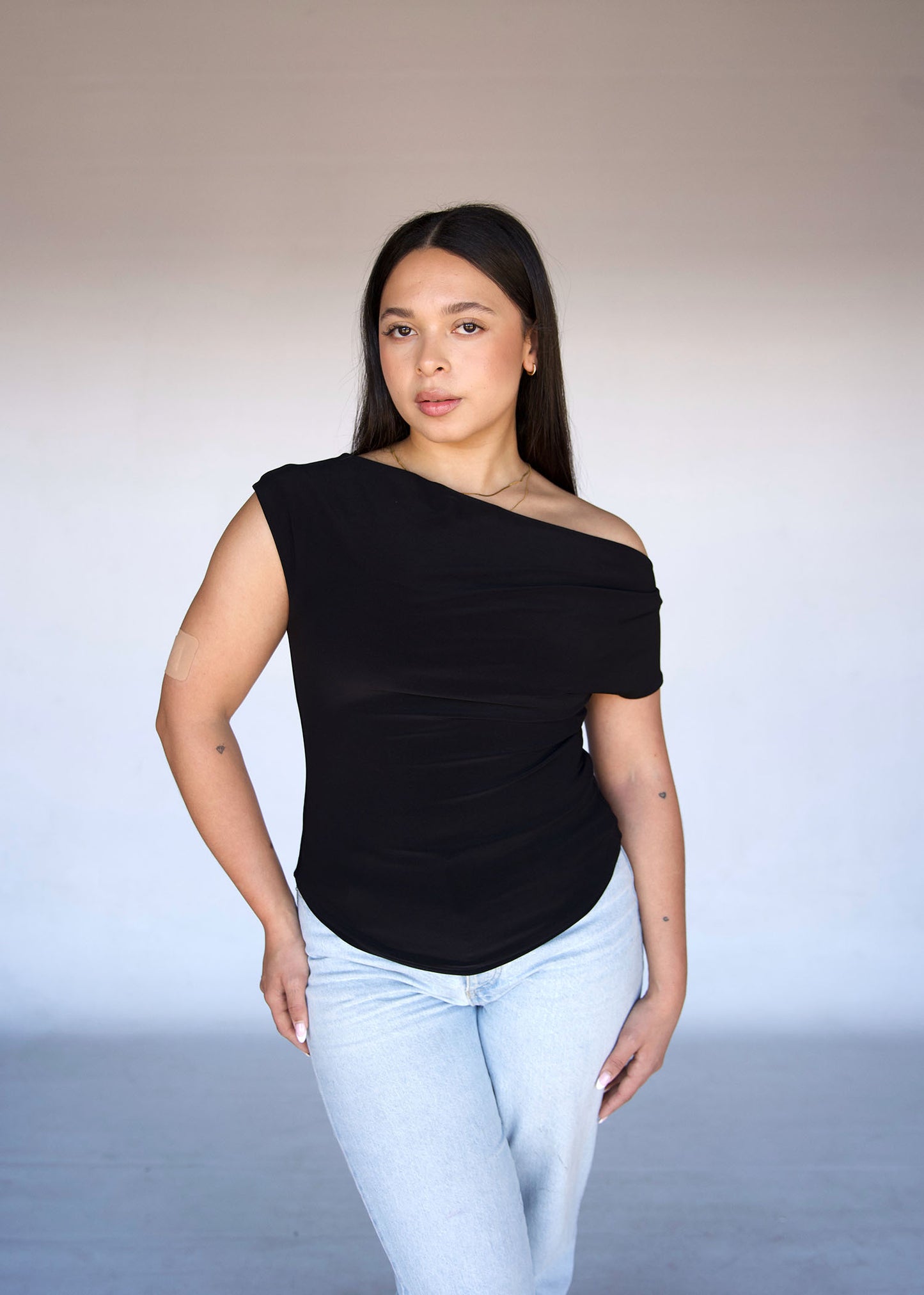 Free Black Cowl Neck Top