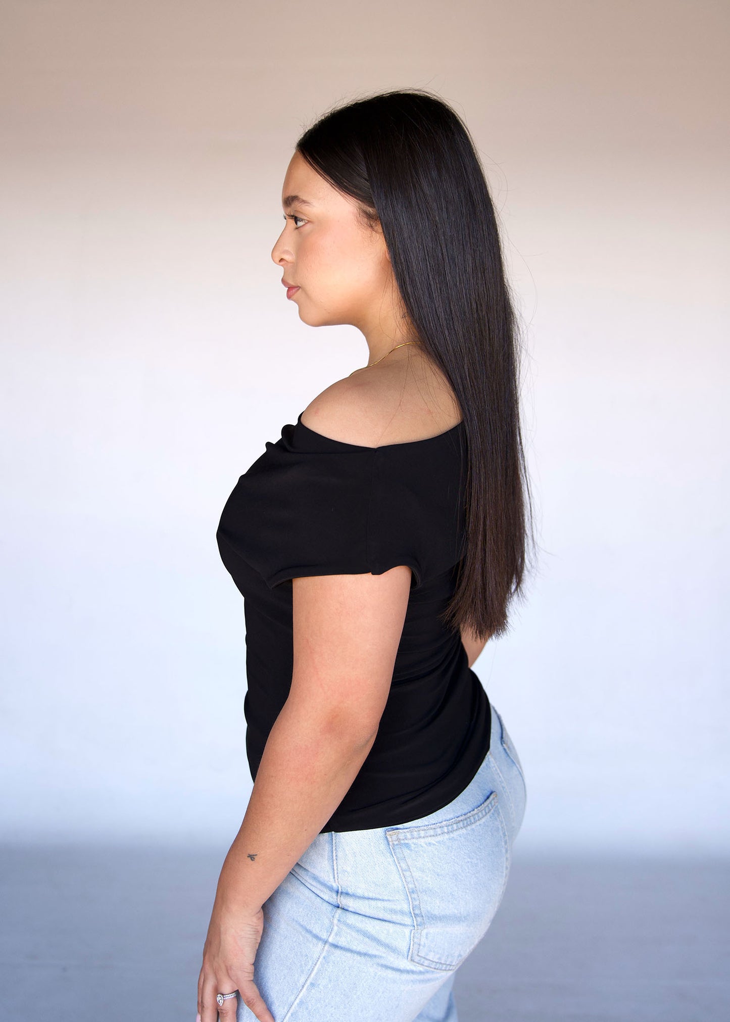 Free Black Cowl Neck Top