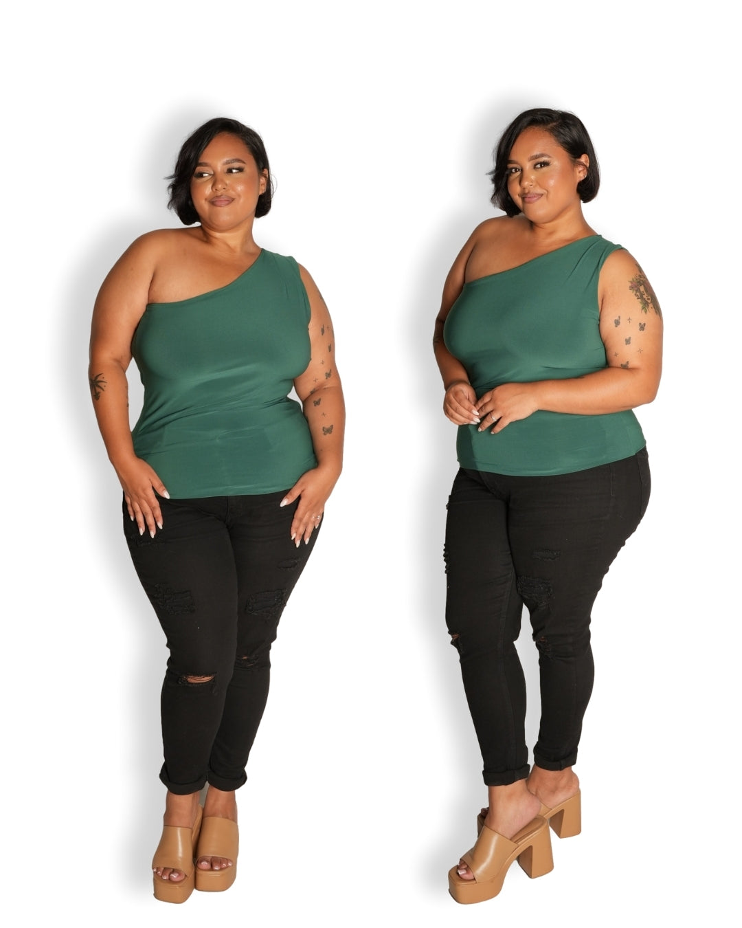 Deep Green One Shoulder Top