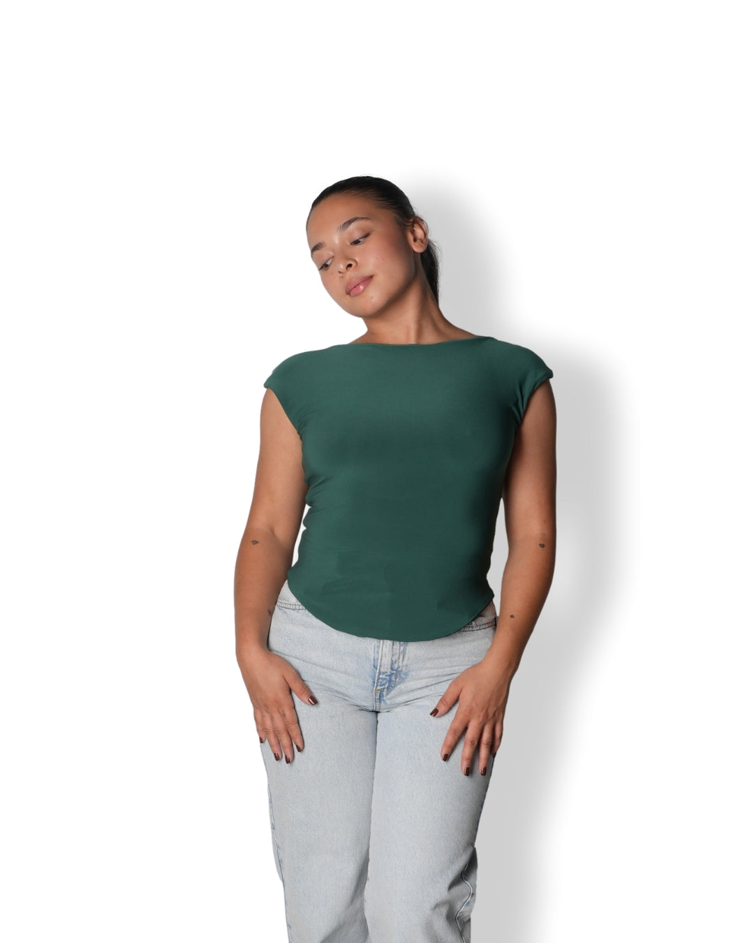 Small: Deep Green Low Back Top