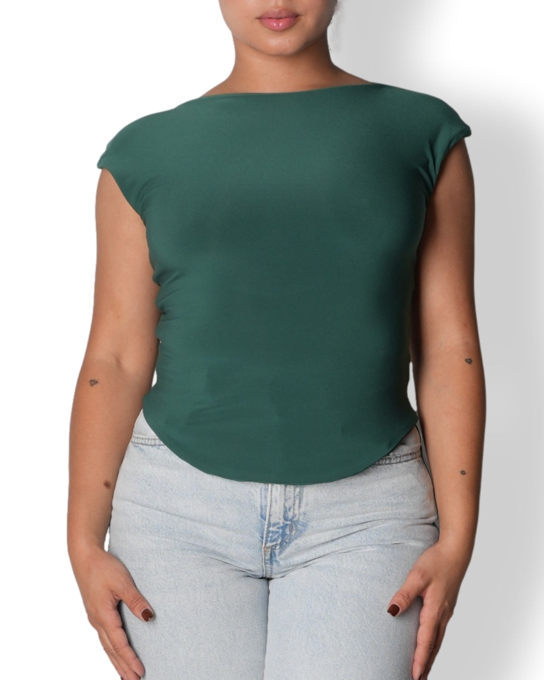 Small: Deep Green Low Back Top