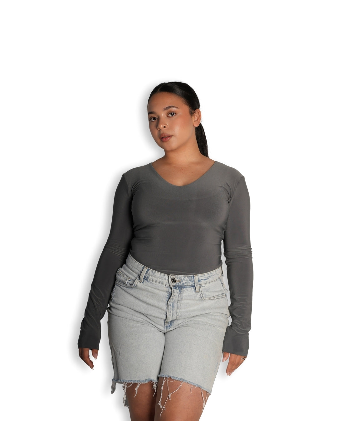 Grey Cowl Neck Top