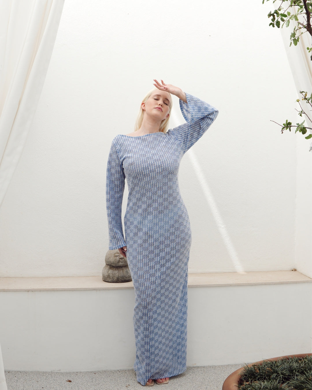 Blue Knit Swimsuit Cover Up