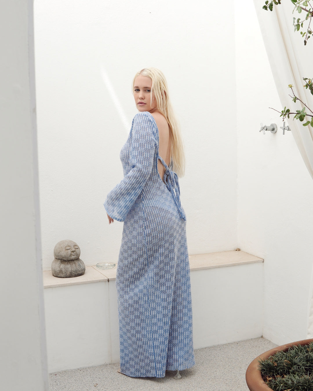 Blue Knit Swimsuit Cover Up