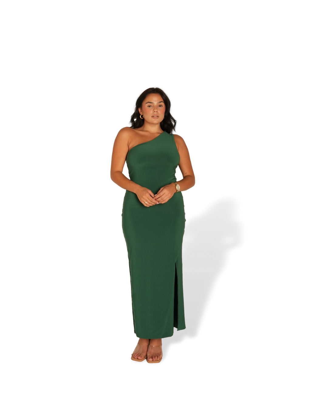 Deep Green One Shoulder Cocktail Dress
