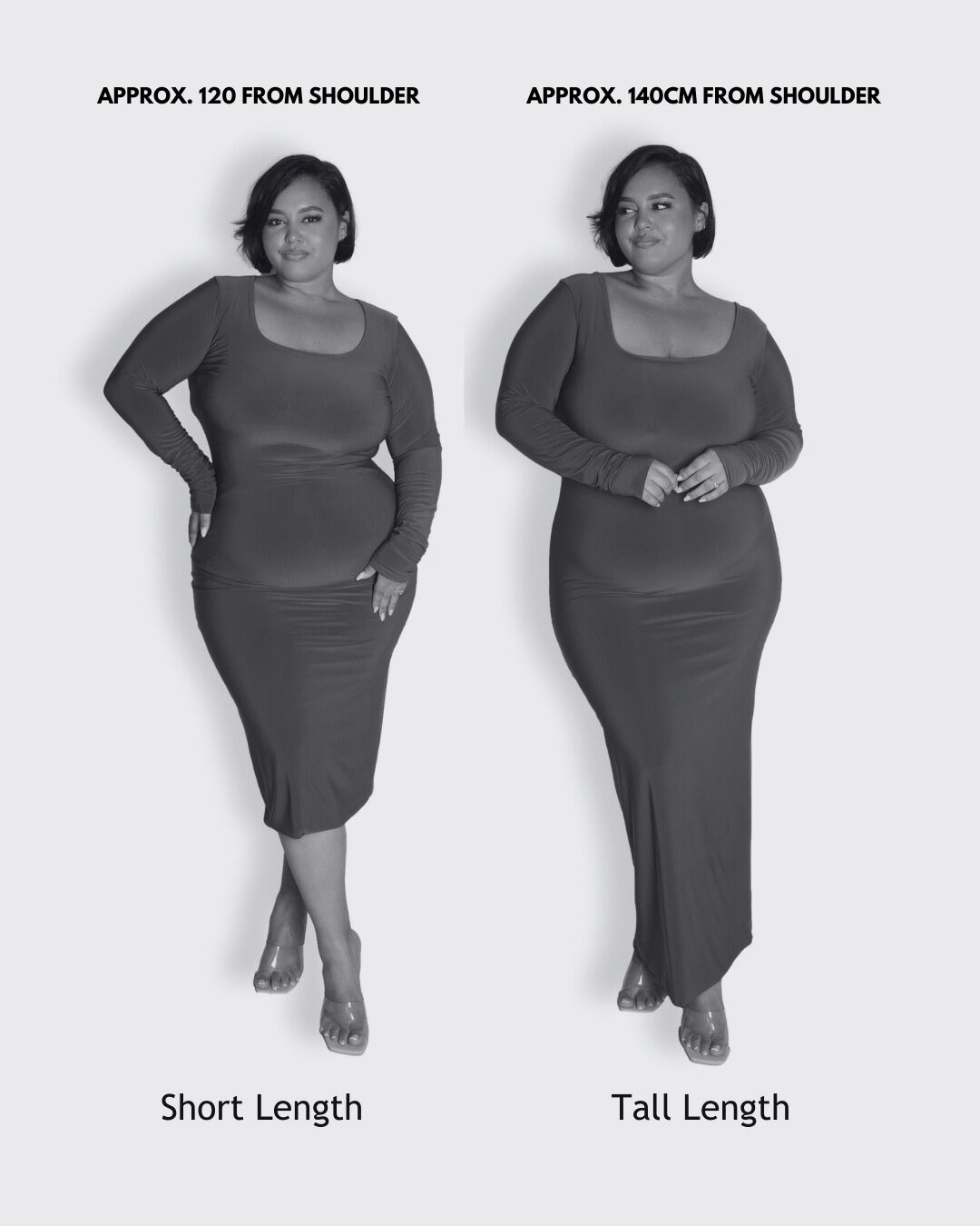 Grey Long-sleeved Sculpted Dress