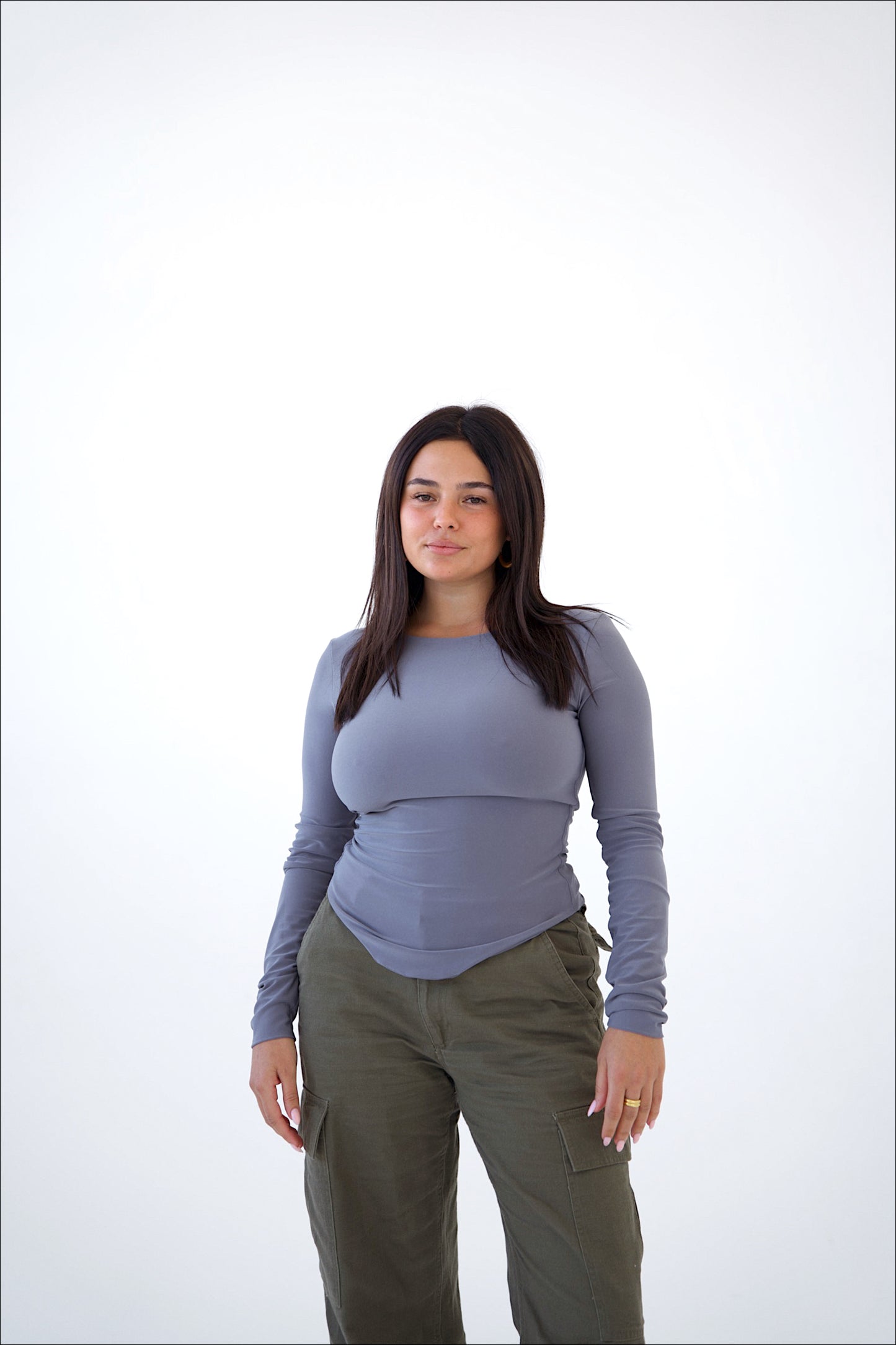 Grey Boat Neck Top