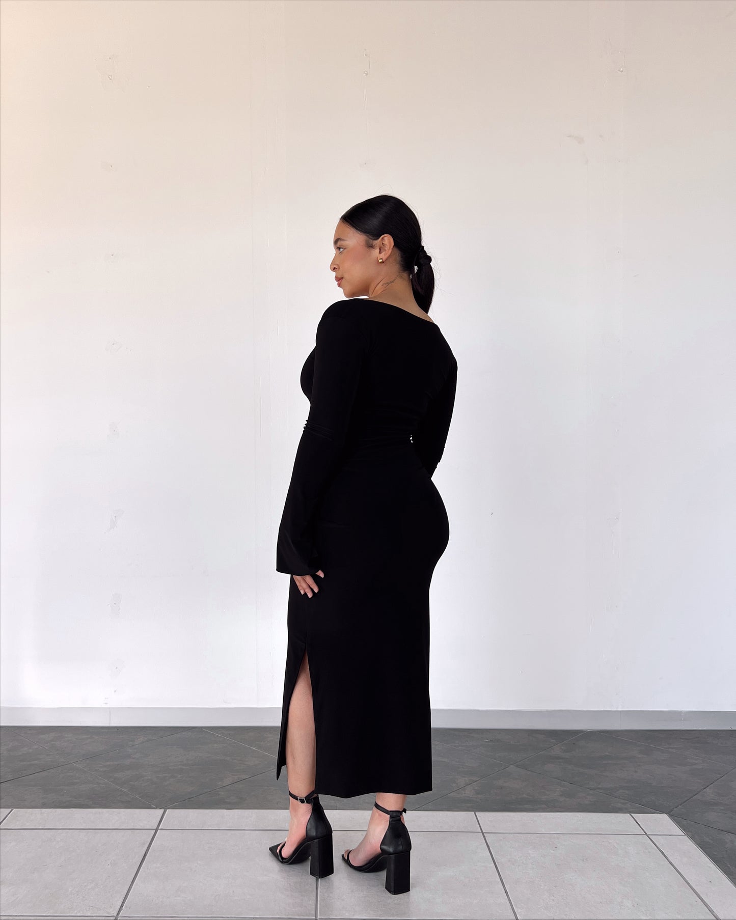 Black V-neck Reversible Dress