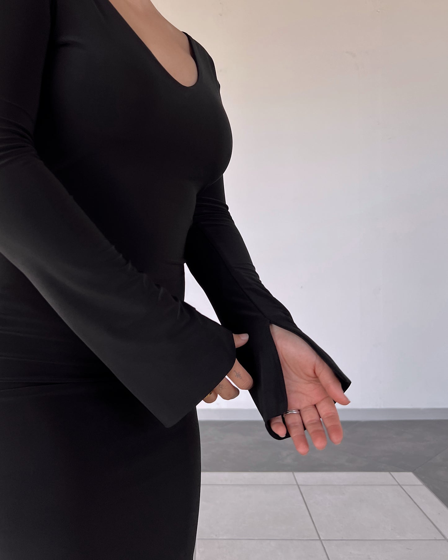 Black V-neck Reversible Dress