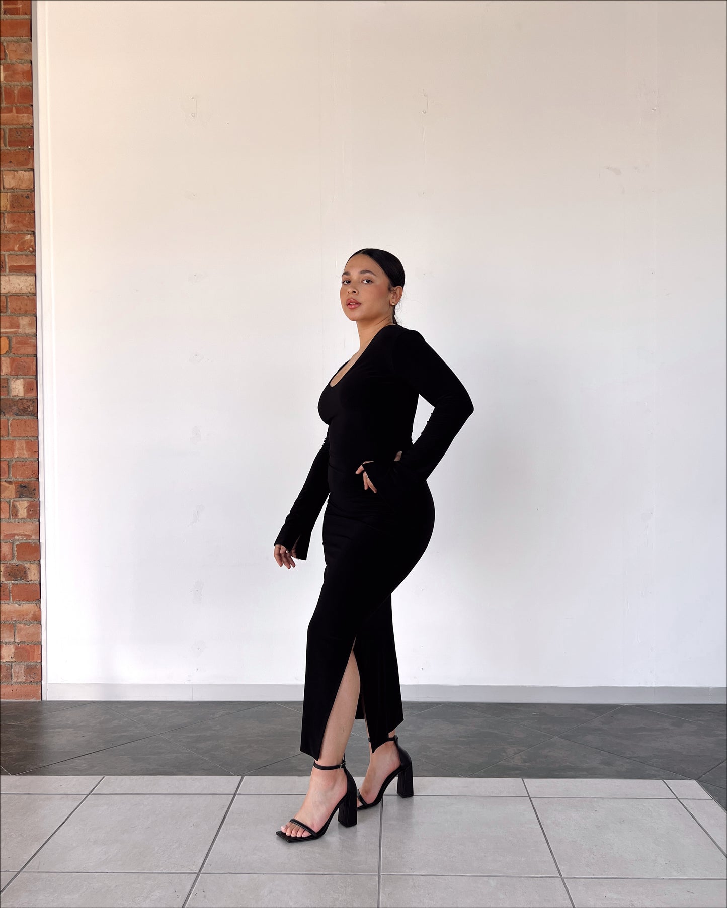 Black V-neck Reversible Dress
