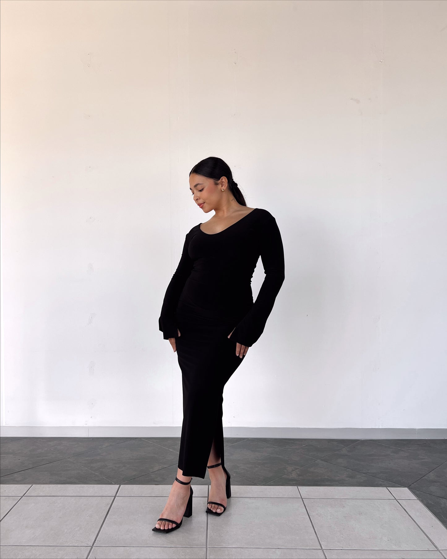 Black V-neck Reversible Dress