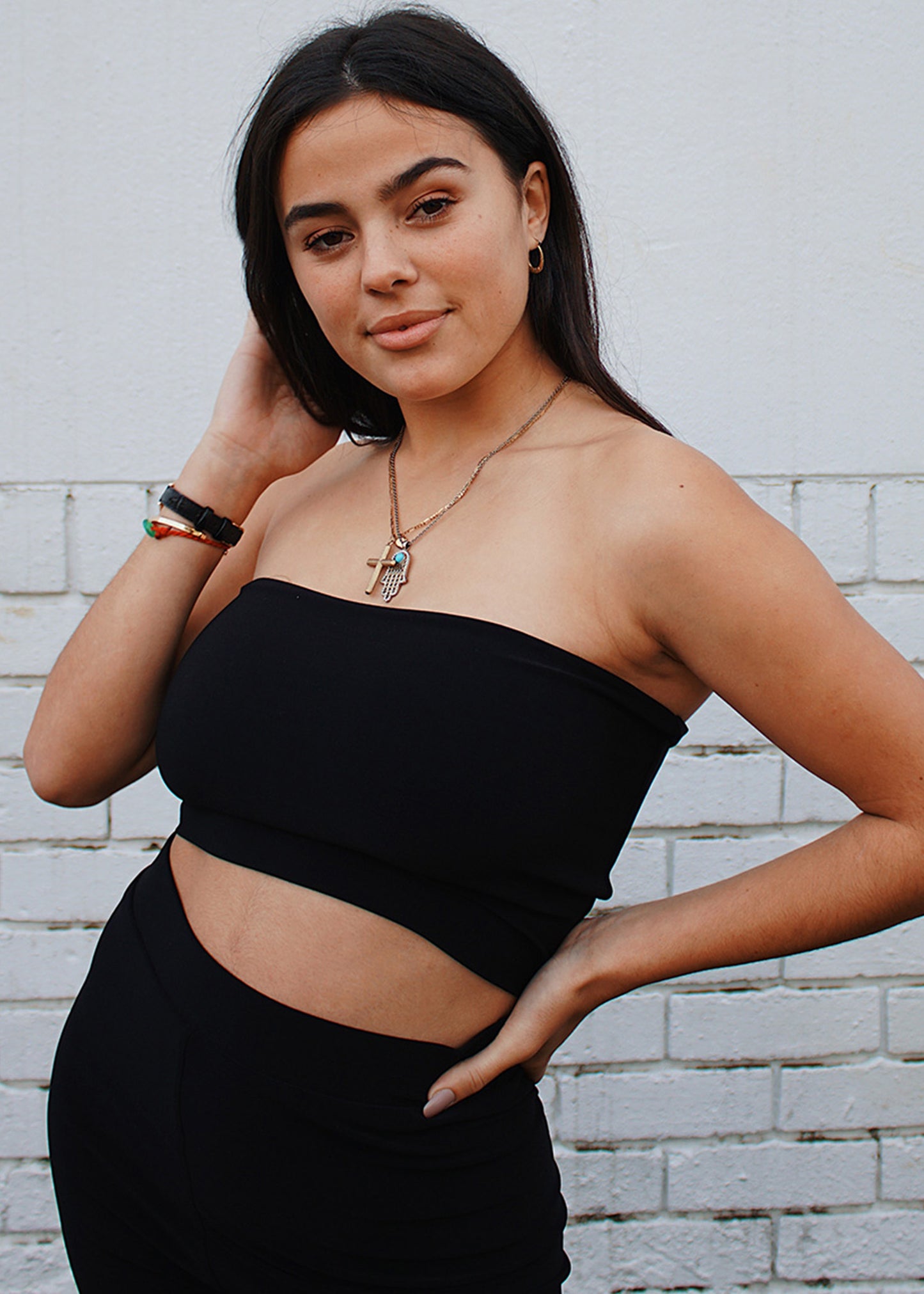 Black Bandeau Crop Top