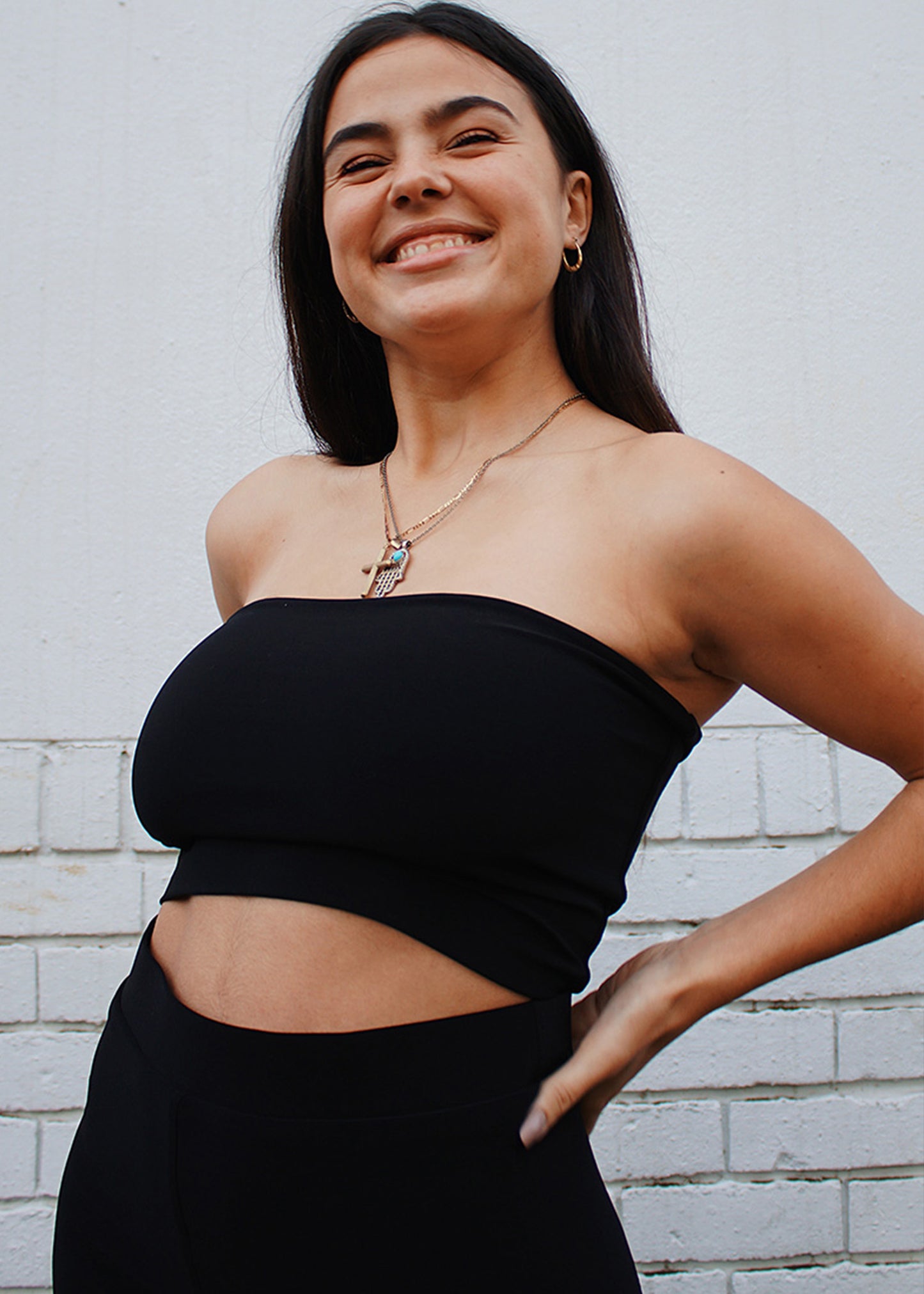 Black Bandeau Crop Top