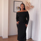 S | Charcoal Knit Off-Shoulder Dress