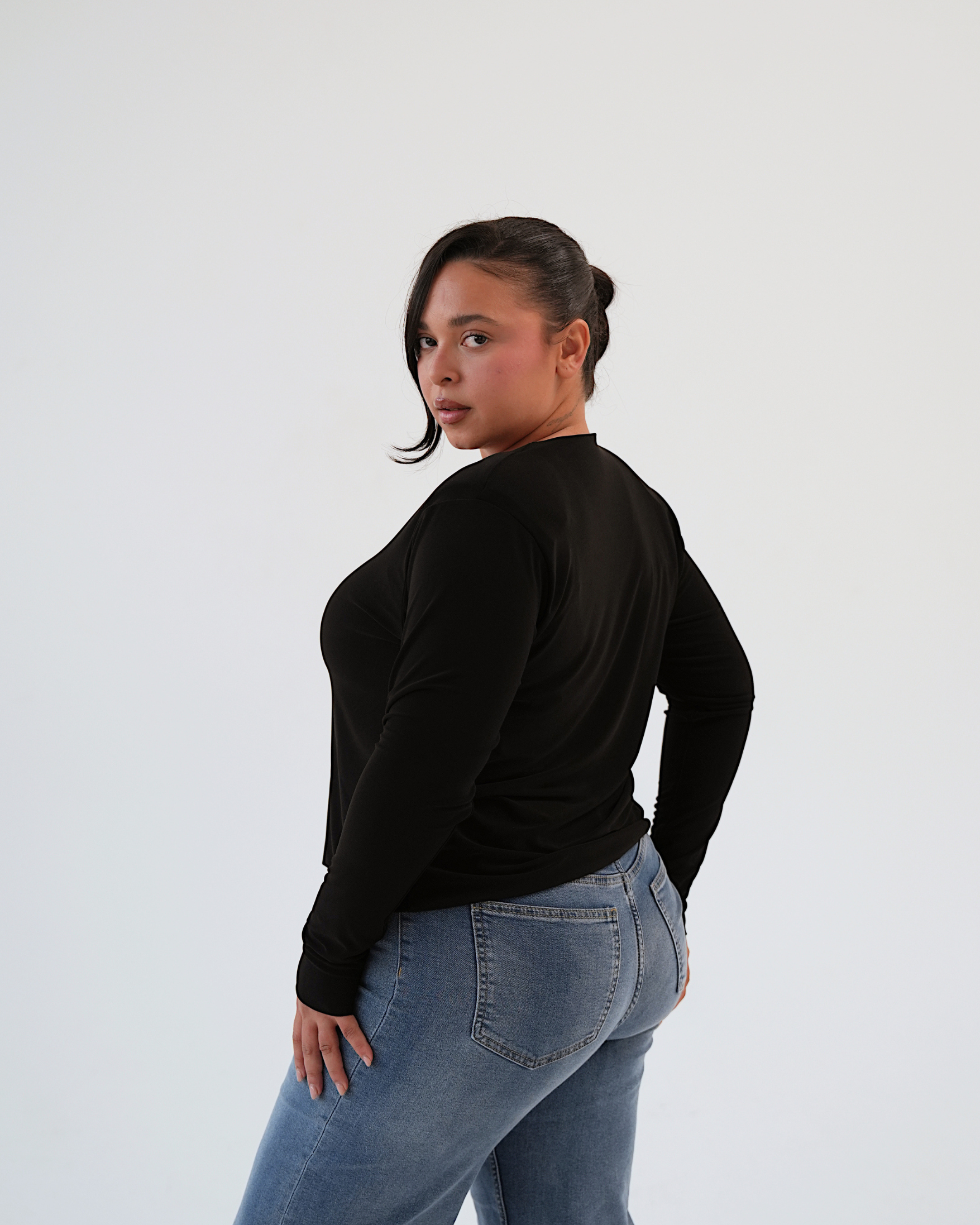 Black Venus Blouse with Slit