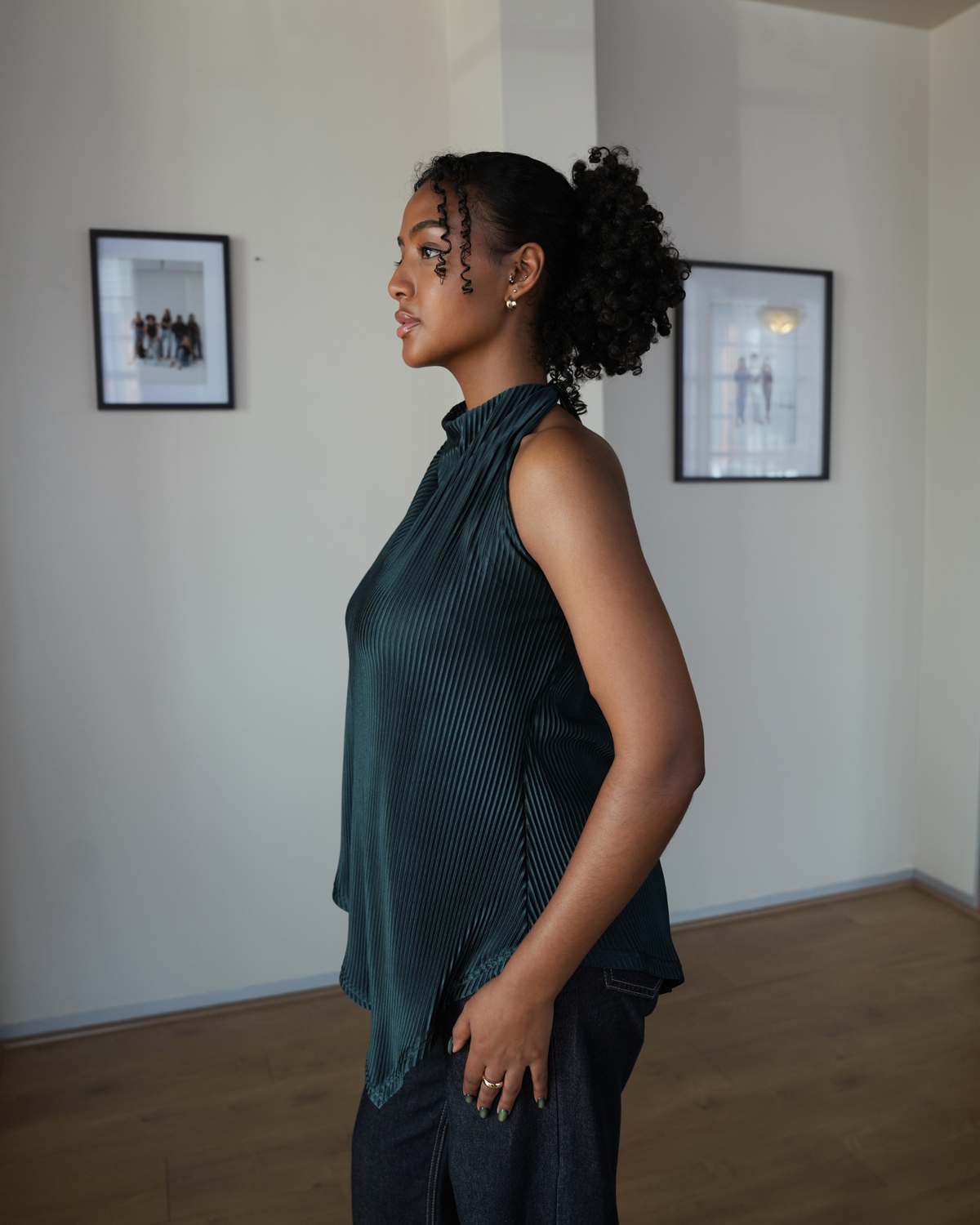 Emerald Pleated Halter Neck Top