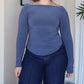 M | Grey Boat Neck Top