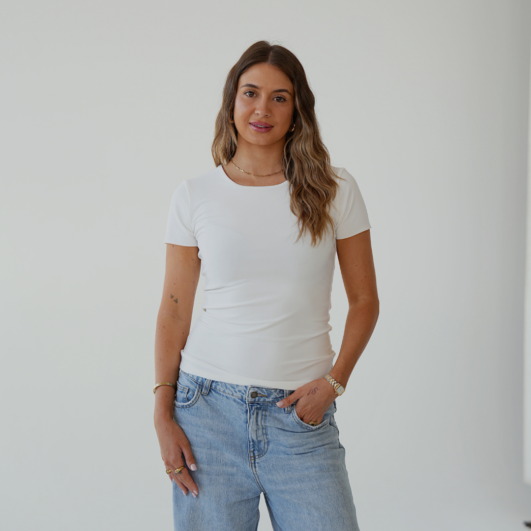 Cream Basic T-shirt