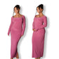 Mulberry Pink Long-sleeved Sculpted Dress