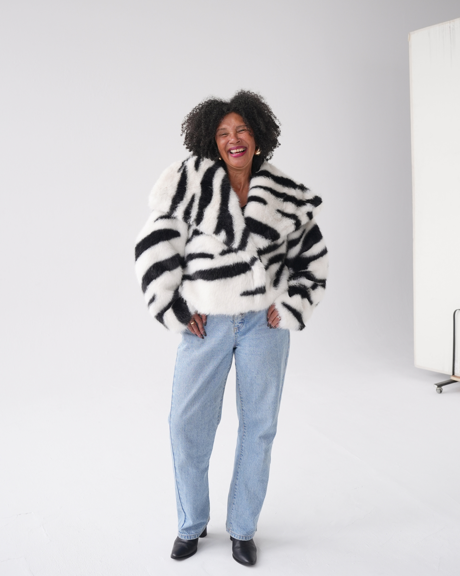 Striped Luxe Faux Fur Coat