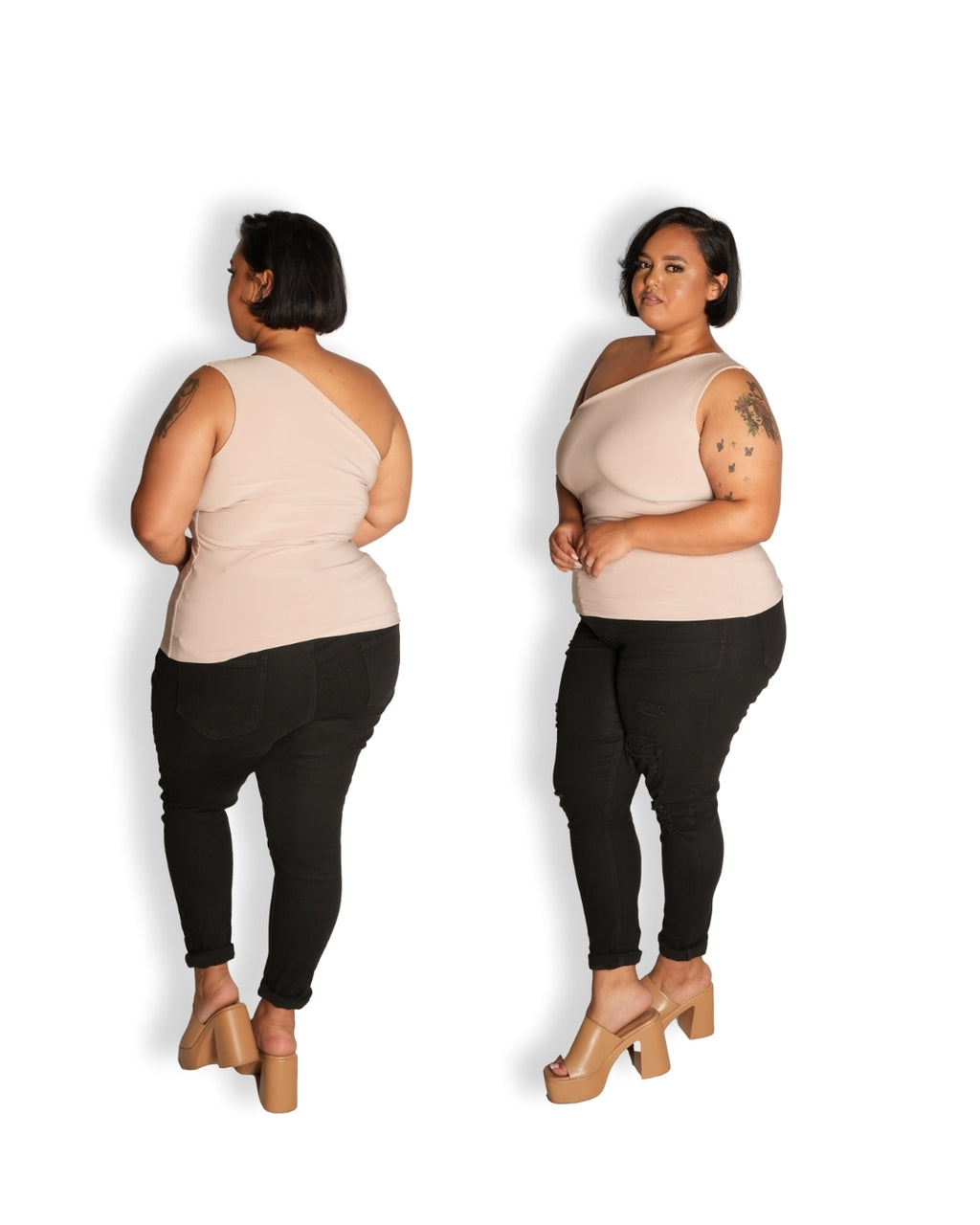 Tan One Shoulder Top