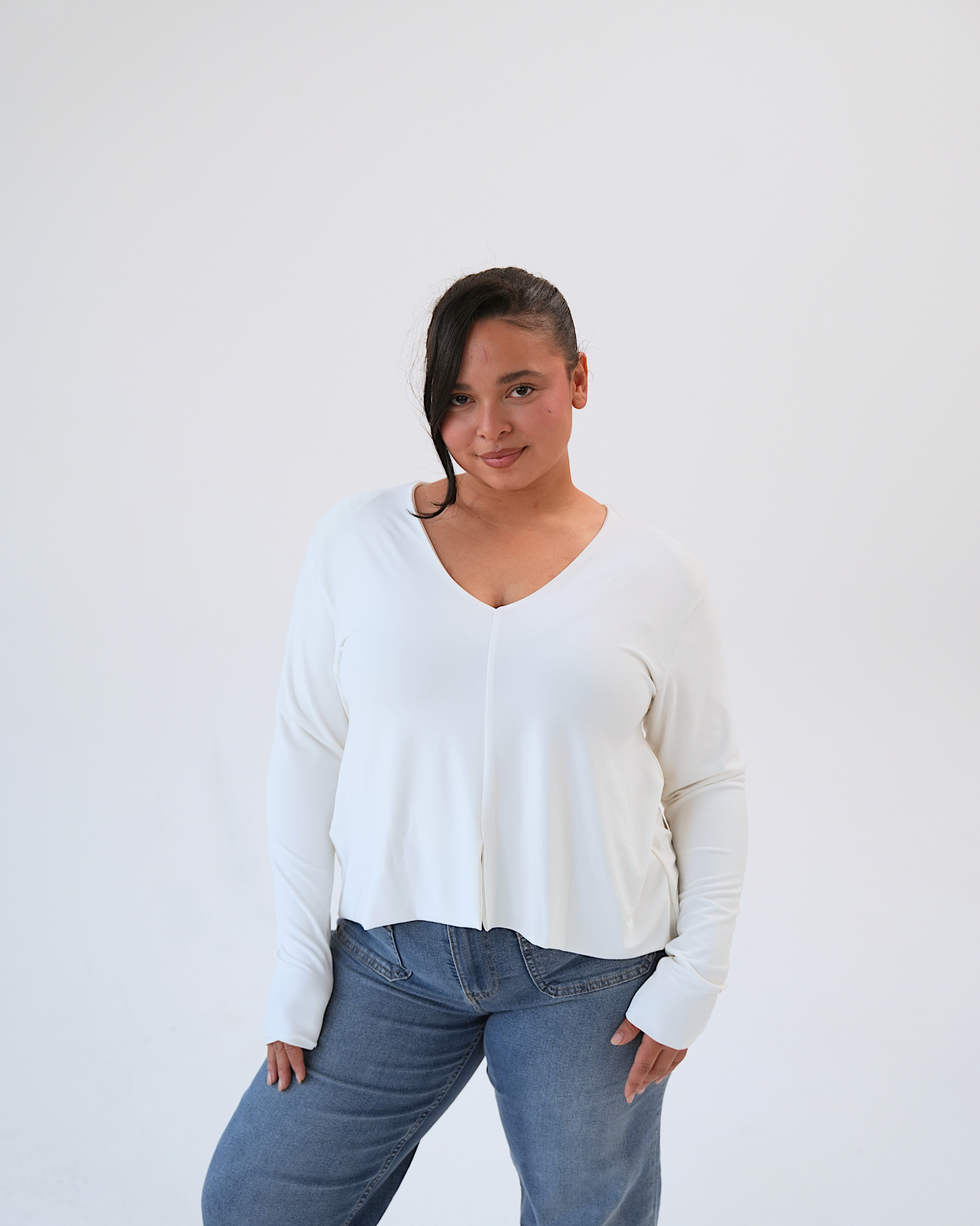 Cream Venus Blouse with Slit