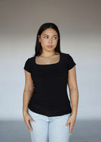Black Square Neck T-shirt