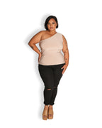 Tan One Shoulder Top