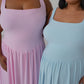 Baby Blue Tank-Style Drop Waist Midi Dress