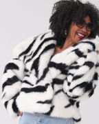 Striped Luxe Faux Fur Coat