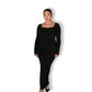 Black Long-sleeved Sculpted Dress