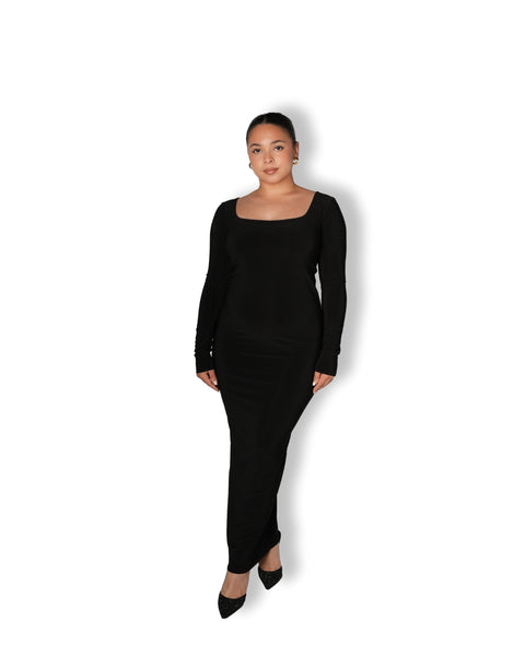 Black Long sleeved Sculpted Dress The Shopaholic