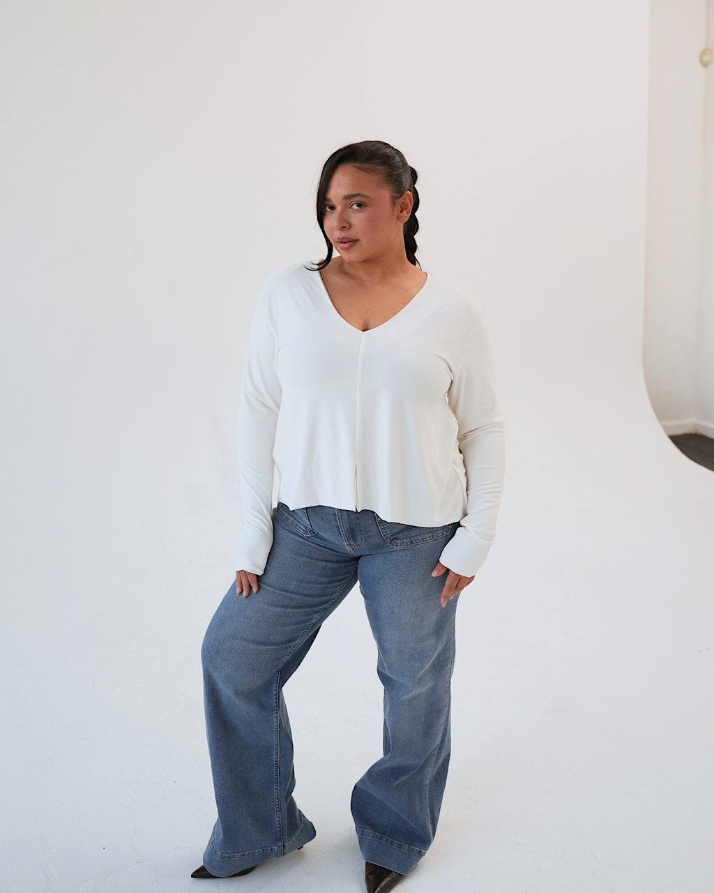 Cream Venus Blouse with Slit