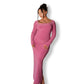 Mulberry Pink Long-sleeved Sculpted Dress