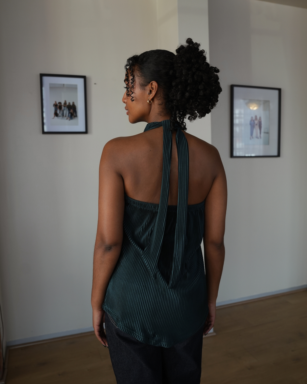 Emerald Pleated Halter Neck Top