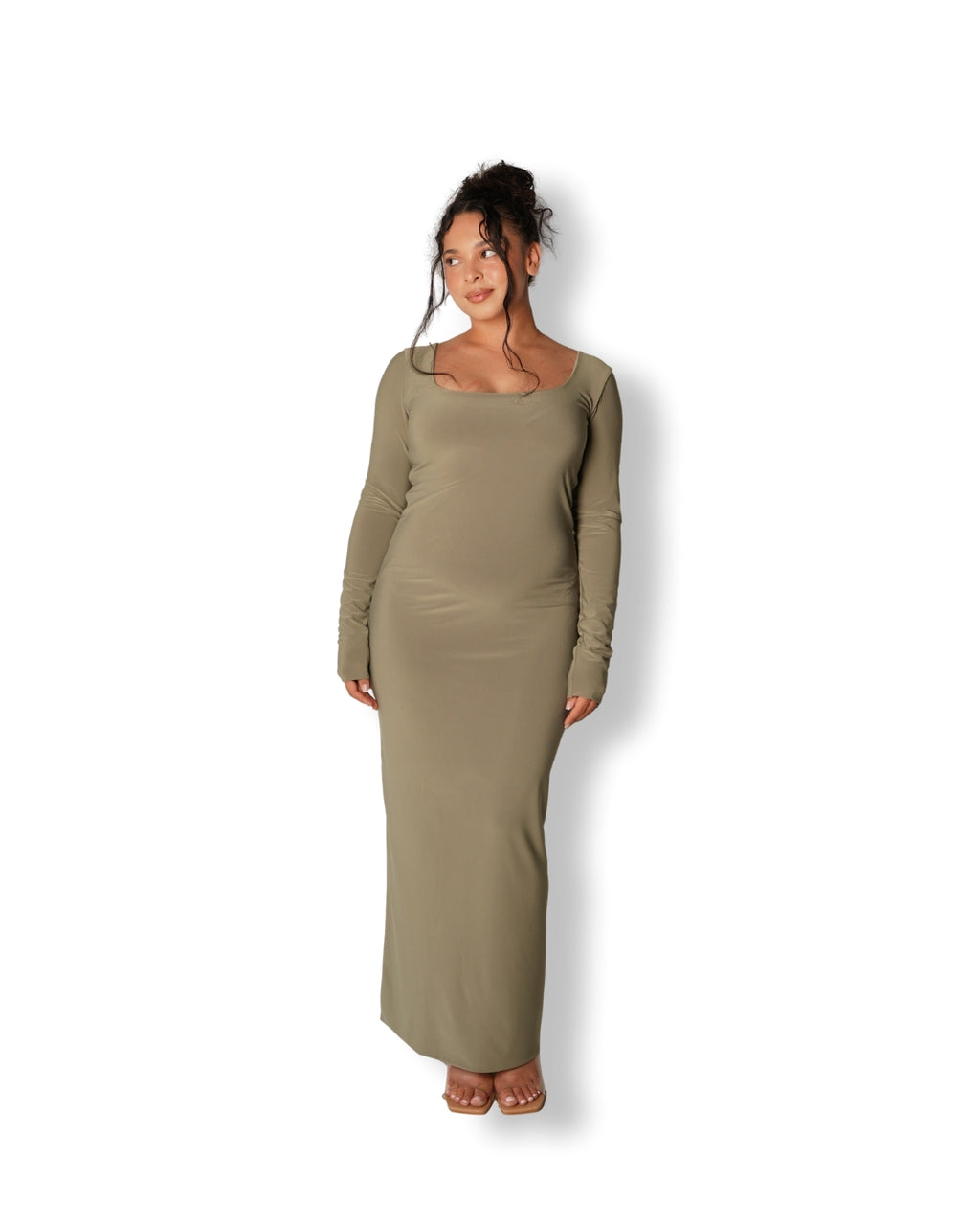 Sage Long-sleeved Sculpted Dress