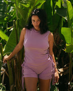 Dusty Lilac Lace Up Muscle Tee