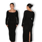 Black Long-sleeved Sculpted Dress