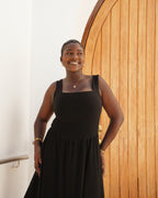 Black Tank-Style Drop Waist Midi Dress