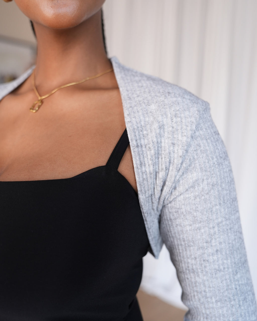 M | Grey Knit Shrug Top