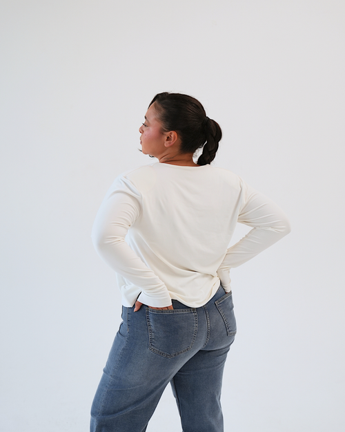 2XL | Cream Venus Blouse with Slit