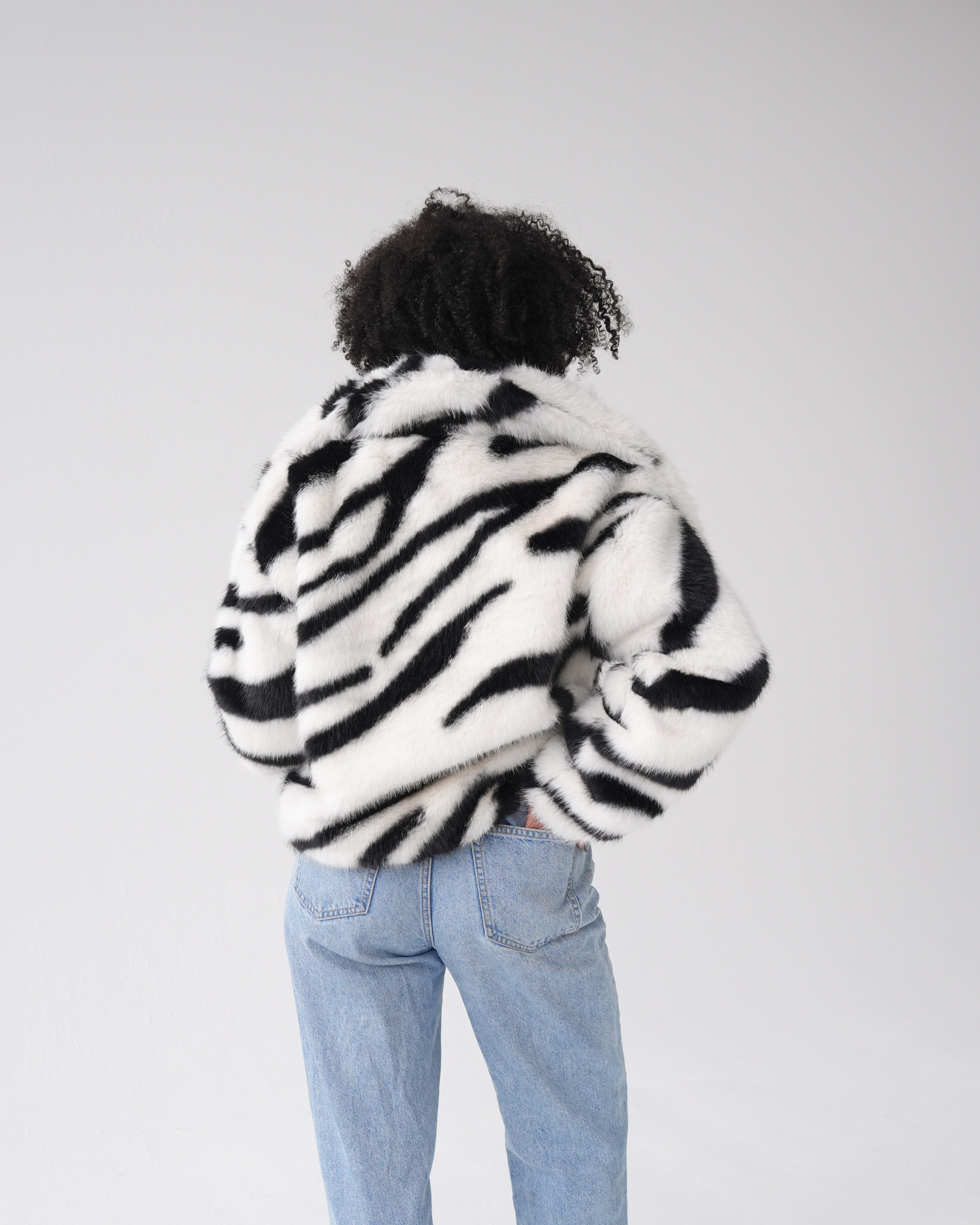 Striped Luxe Faux Fur Coat