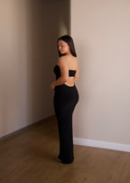 Black Strapless Dress with Keyhole Cut-Out
