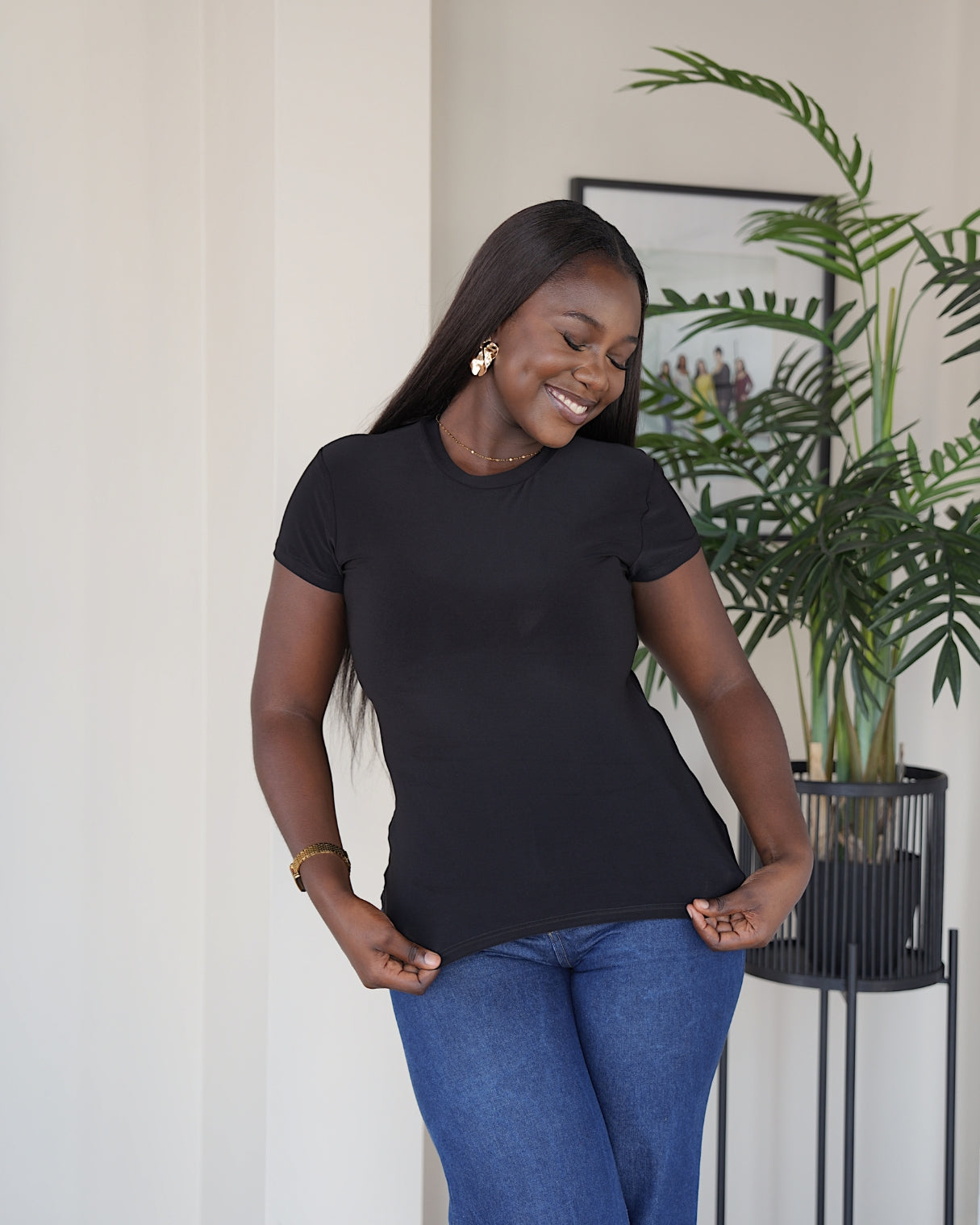 Black Lightweight Vest with Short T-shirt Sleeve