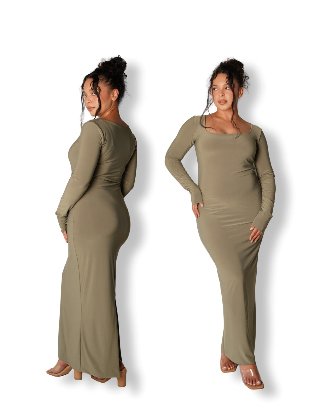 Sage Long-sleeved Sculpted Dress